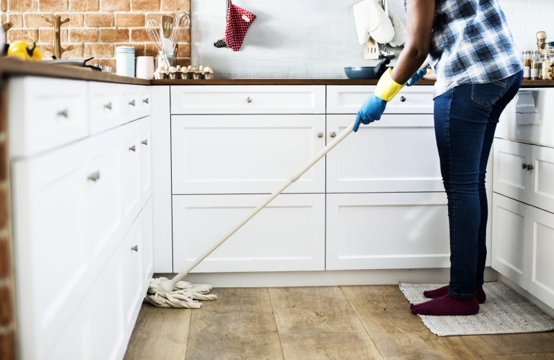 indoor, one Person, cabinet, casual Clothing, floor, home Interior, appliance, maid, clean, people, cleaning, bright, hardwood floor, domestic Room, adult