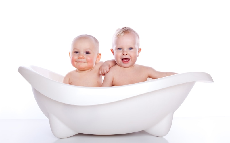 bathroom, hygiene, looking at camera, child, white background, cute, shirtless, portrait, white, bathing, taking a bath, childhood, sister, domestic bathroom