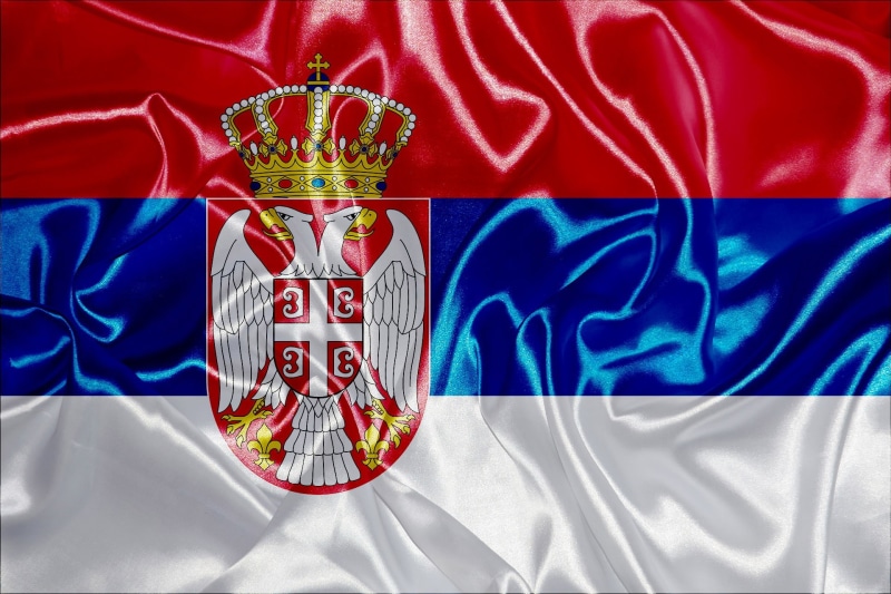 indoors, linen, human representation, flag, 1080P, bed, representation, furniture, textile, no people, red, white color, close-up, patriotism, blue, Serbia