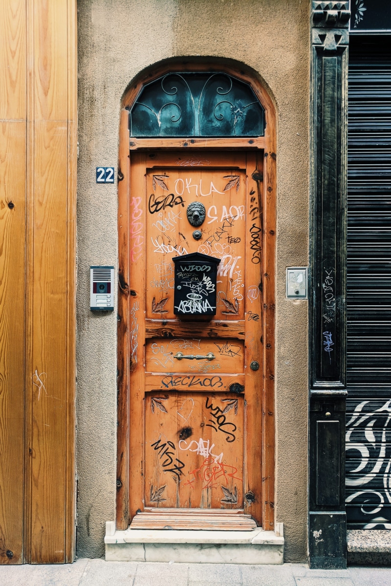 old, house, day, art, western script, architecture, security, outdoors, brown, wooden, door, building, building exterior, closed, shutter, safety, poster