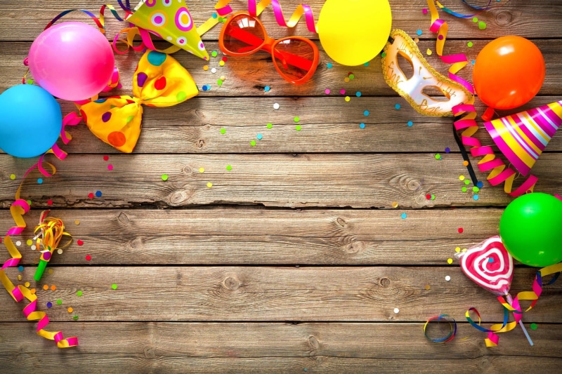 party - social event, birthday, new years eve, Happy Birthday!, celebration, table, indoors, anniversary, streamer, colorful, party hat, 1080P, balloon