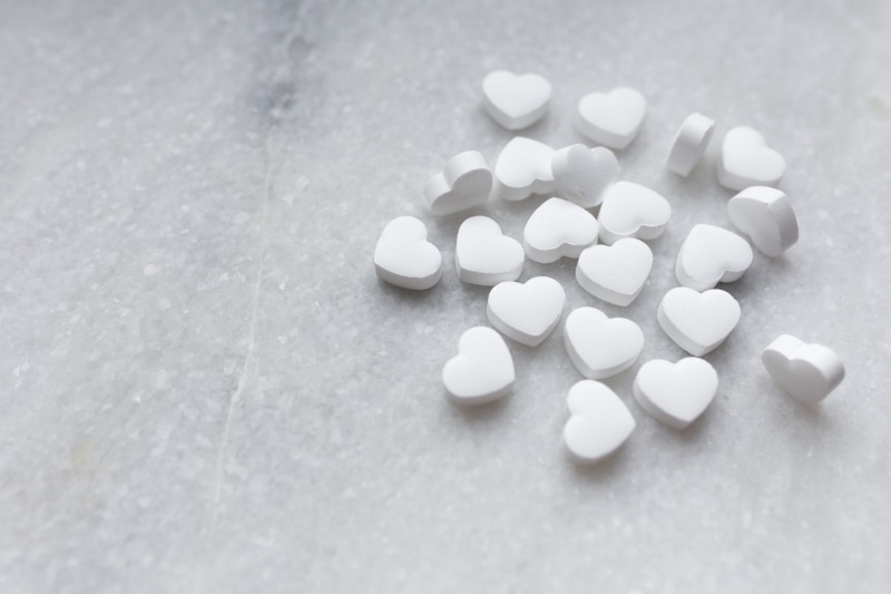 healthcare and medicine, dose, indoors, foil, 5K, red, confetti, sweet food, white color, pill, valentines day, medicine, simplicity, still life, studio shot