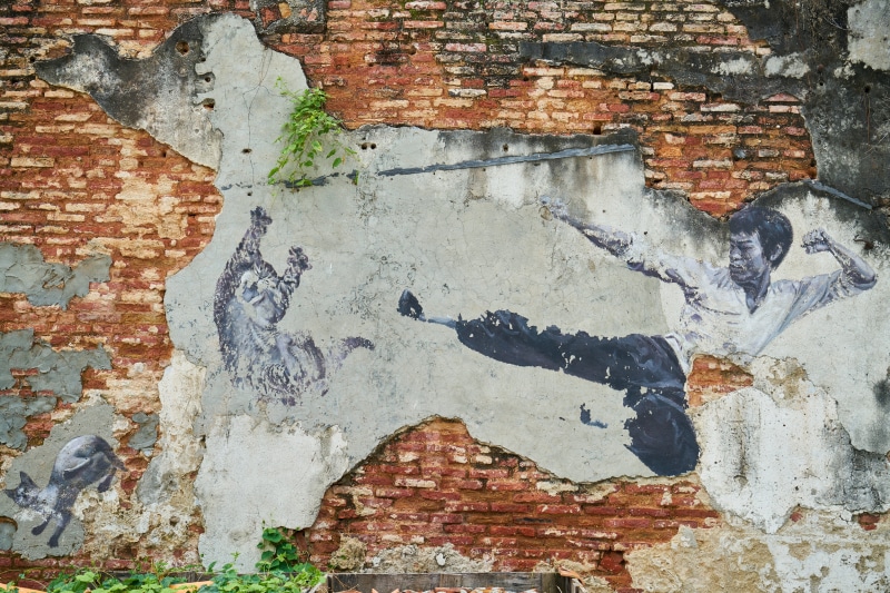 architecture, peeling off, wall, kicking, vivid color, mural, outdoors, built structure, photography, weathered, no people, backgrounds, background, beautiful
