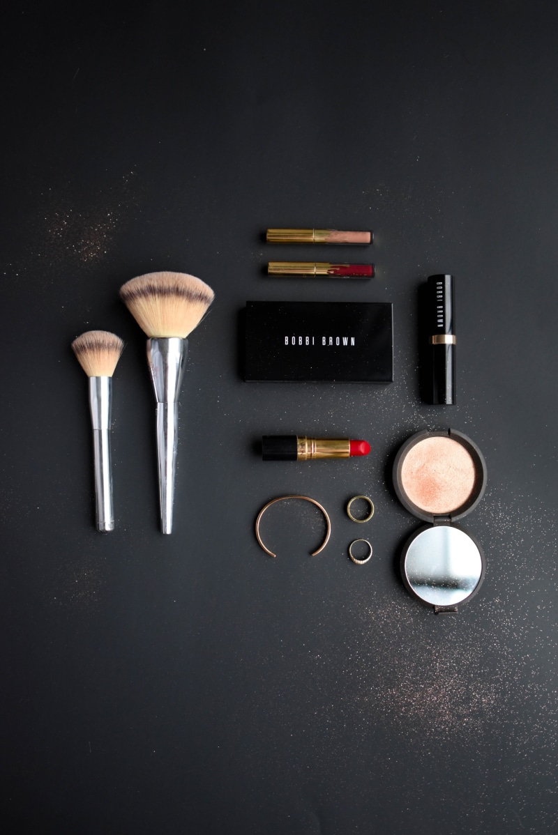 lipstick, brush, palette, bobbi brown, close-up, studio shot, high angle view, mascara, bracelet, food, nail, food and drink, spoon, group of objects, gray
