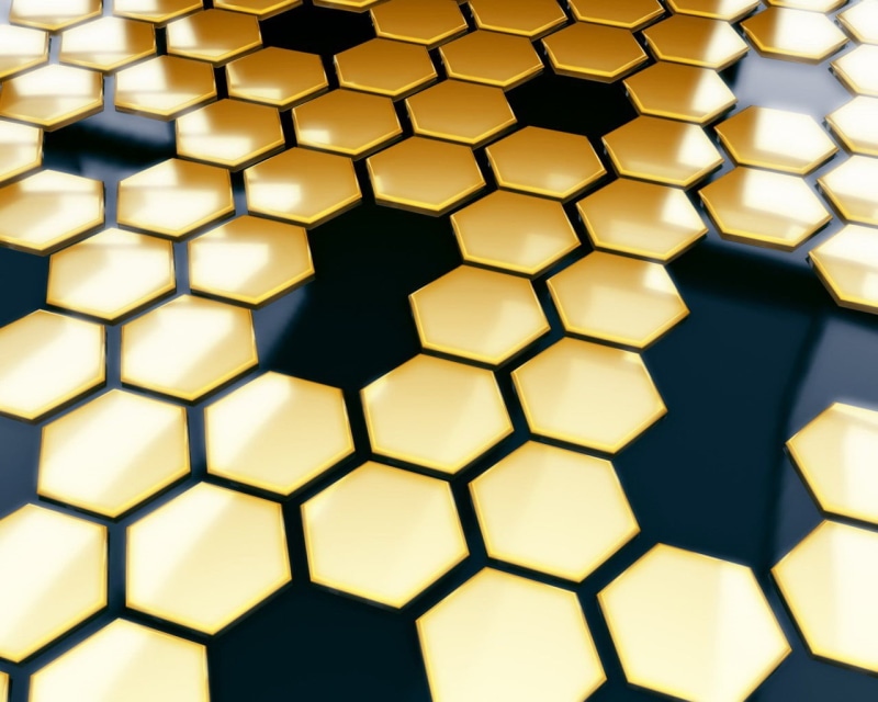 colored background, indoors, metal, pattern, shape, gold, backgrounds, molecular structure, abstract, no people, science, design, shiny, technology