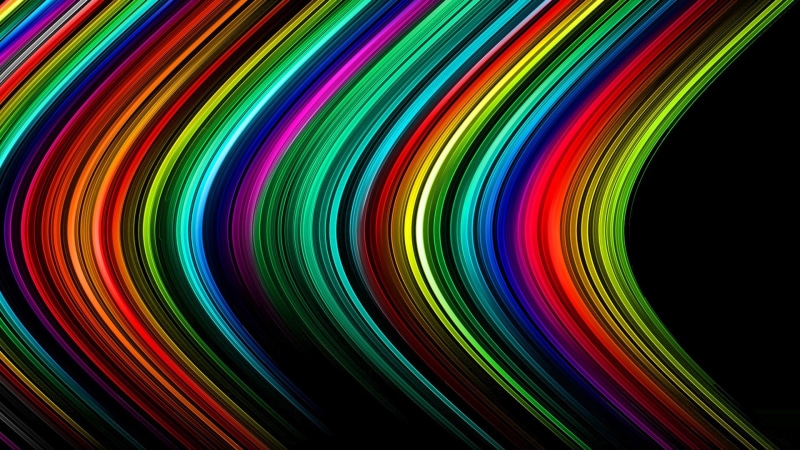 artwork, 1080P, Lines, blue, wave, Stripes, Rays, Light, black, Colors, green, purple, Abstract, red, Rainbow