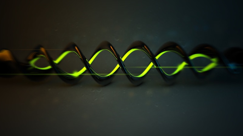 long exposure, text, yellow, spiral, lines, DNA, indoors, western script, black background, no people, CGI, illuminated, abstract, in a row, selective focus