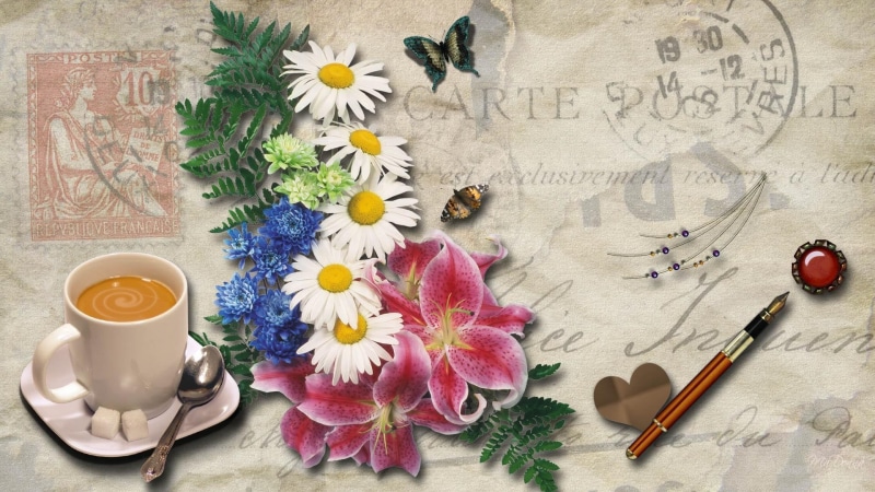 butterfly, vintage, 3d and abstract, flowers, summer, 1080P, heart, postmark, cappucino, floral, firefox persona, coffee