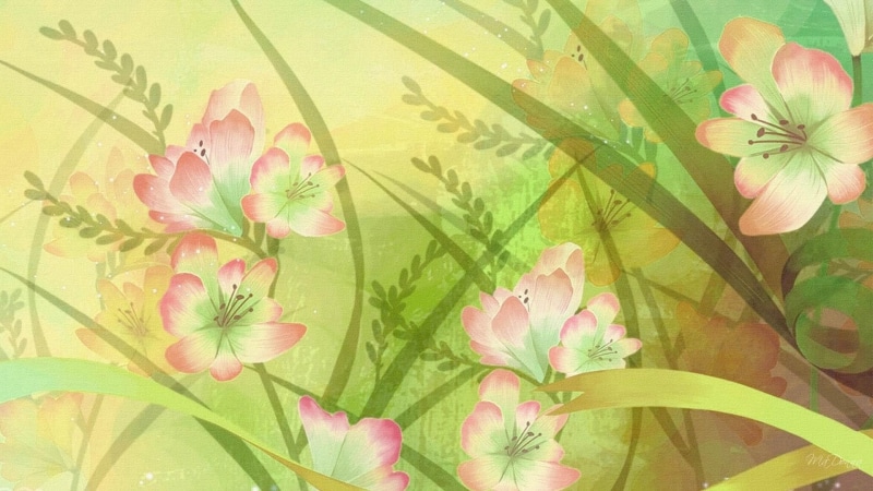 layer, 1080P, one, green, 3d and abstract, spring, pink, floral, flowers, firefox persona, summer