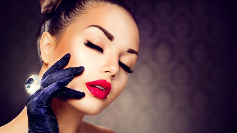 Diamond, Red, Gloves, 2K, Ring, Girl, Makeup, Lipstick, Eyelashes