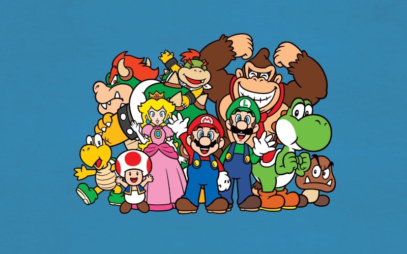 women, communication, daughter, food and drink, adult, 1080P, sky, family, blue background, childhood, people, Mario bros, child, emotion, togetherness