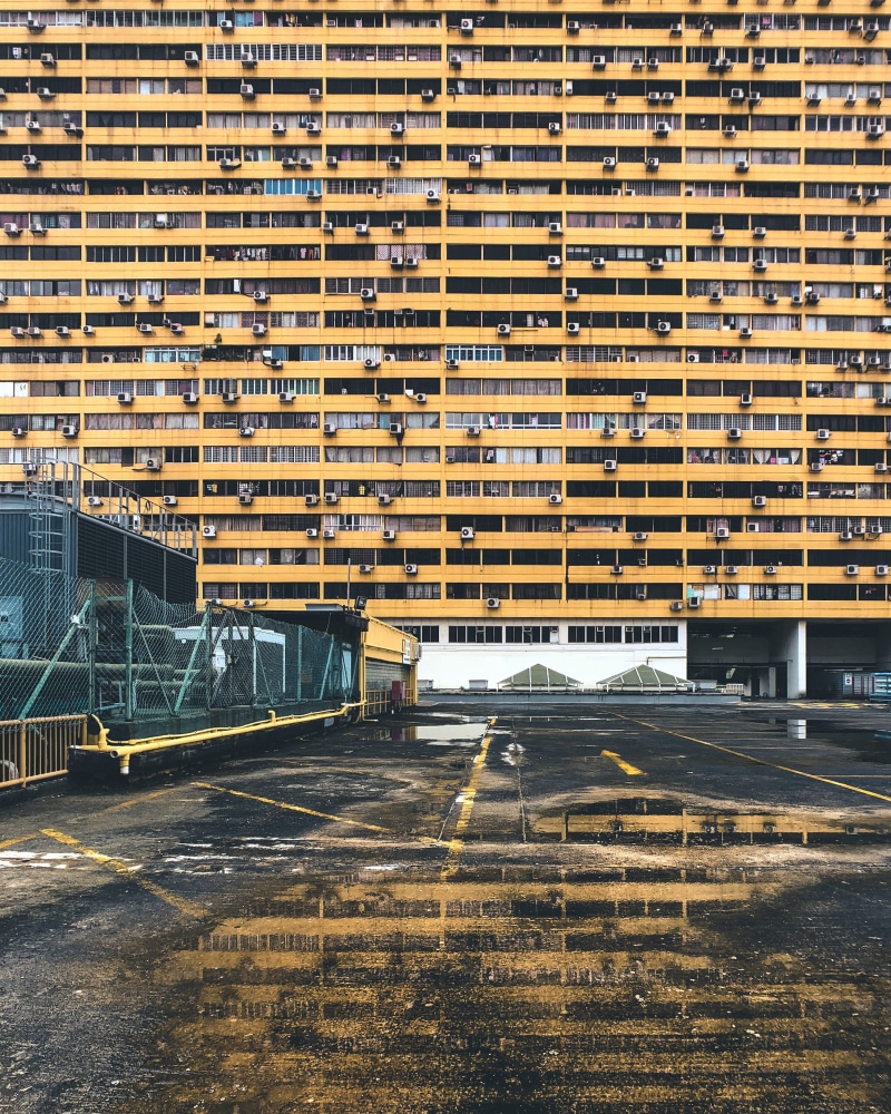 brick, built structure, wall, singapore, wall - building feature, road, 2K, yellow, brutalist, building exterior, nature, car, urban, sunlight, building