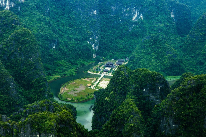 landscape complex, ninh binh province, water, transportation, mountain, beauty in nature, growth, trang an, tree, scenics - nature, 5K, plant, built structure