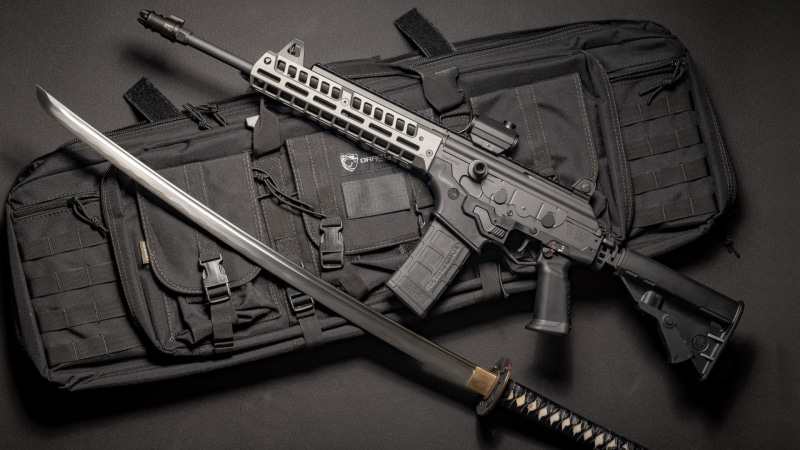 Gun, Katana, Assault Rifle, 1080P, weapons, Galil, Machine, weapon, Custom, sword