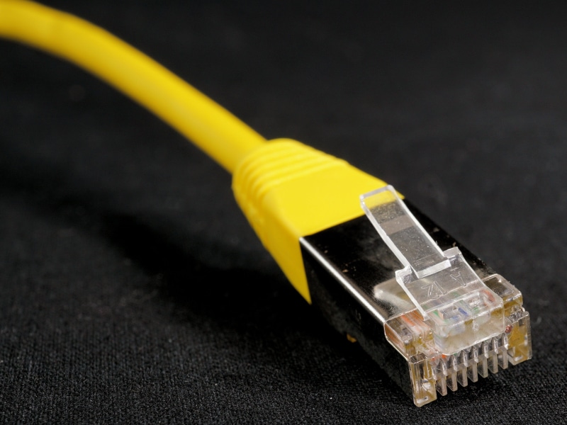 network connection plug, www, close-up, data exchange, lan, indoors, computer science, yellow, binary system, data, focus on foreground, connection, networking