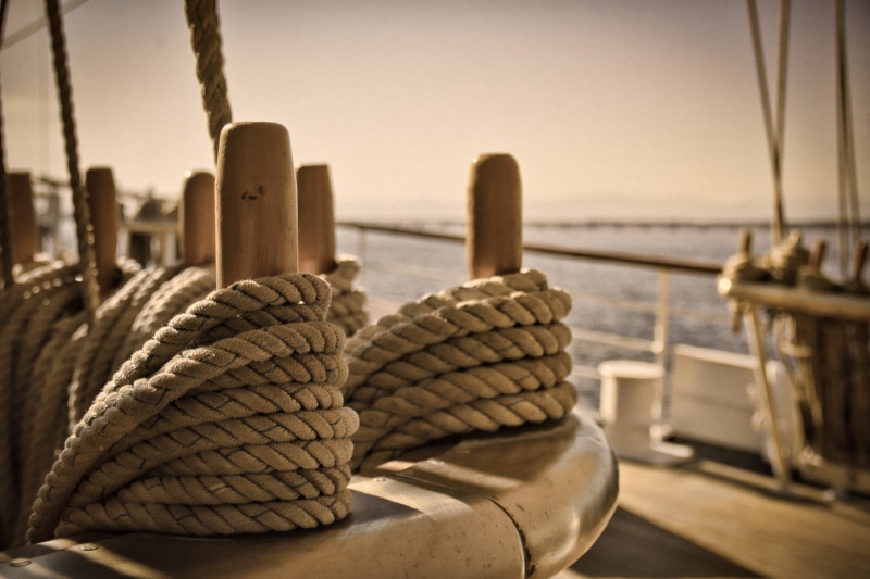 brown, sailboat, nautical vessel, nautical, mode of transportation, boat deck, ropes, ship, knots, sea, symbol, craft, marine, rope, passenger craft, 4K