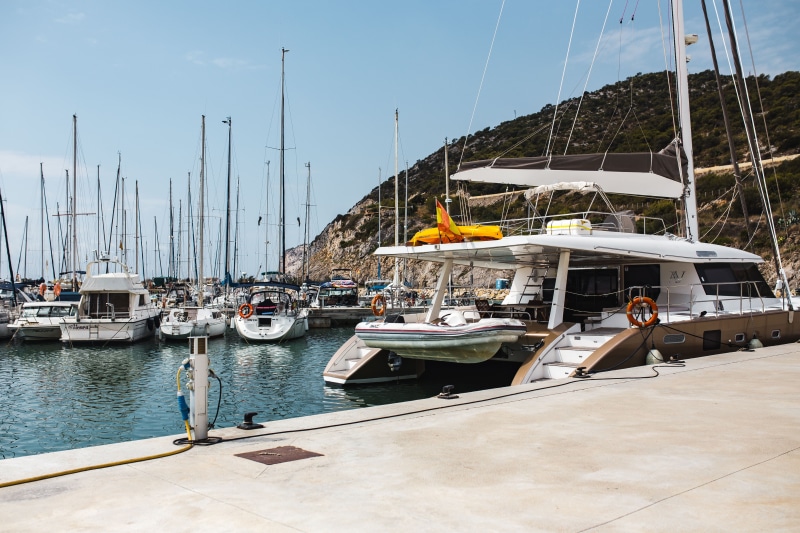 outdoors, sky, Balearic Sea, water, mast, transportation, architecture, mediterranean, commercial Dock, color Image, Catalonia, yacht, pier, sailing, built structure