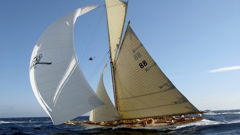 vehicle, outdoors, 1080P, sky, day, nautical vessel, sailing, mode of transportation, sea, sailing vessel, schooner, royal, blue, craft, yacht, luxury