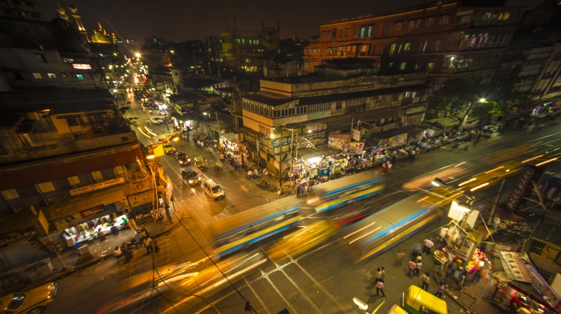 mode of transportation, architecture, traffic, building exterior, journey, busy, transportation, street, road, city street, cityscape, kolkata, motion