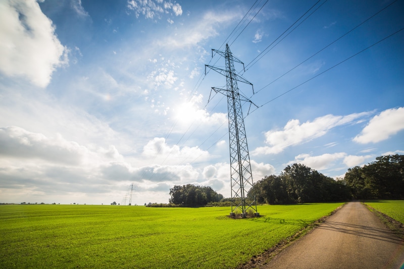 Power Line, outdoors, roads, land, electrical equipment, fuel and Power Generation, field, clouds, green Color, day, tree, rural Scene, top, eco, industry