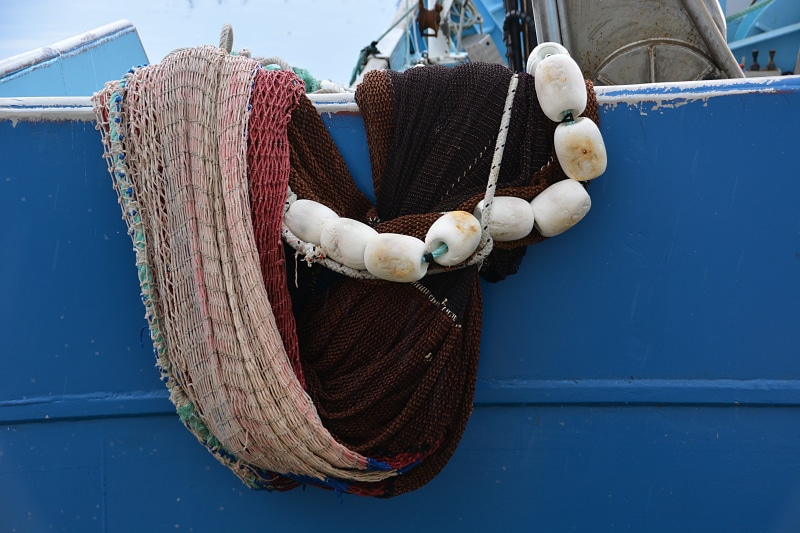 fishnet, day, fishing industry, netting, fisherman boat, close-up, no people, buoy, docks, focus on foreground, commercial fishing net, red, trawler, harbor