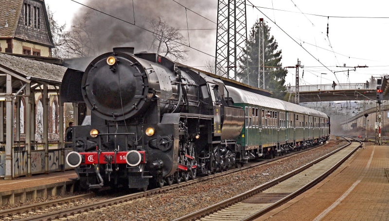 oldtimer, historically, brown, locomotive, karthaus, shed, 2K, sky, replica, waiting, tradition, steam Train, smoke - physical structure, old-fashioned