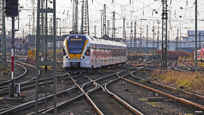 public transportation, outdoors, private railway, power supply, double crossing soft, technology, dortmund, direction wanne-eickel, electric locomotive