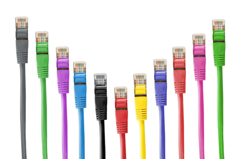 studio shot, close-up, connection, indoors, cut out, patch, data processing, business, rj45, rj, copy space, 4K, order, plug, variation, large group of objects