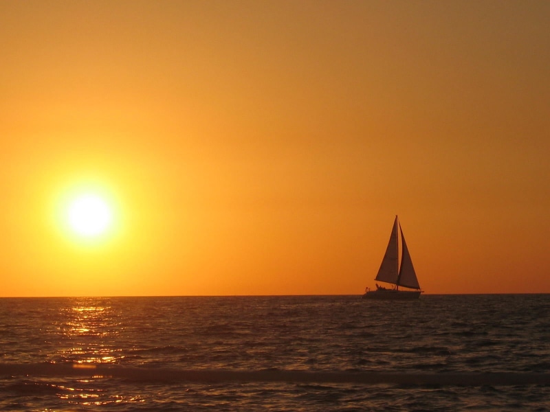 nature, sunlight, sunset, summer, silhouette, water, dusk, sailing, sky, sea, nautical Vessel, sun, sailing boat, sailboat, hour, golden, boat, 720P, sloop