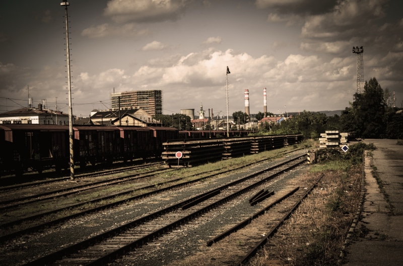 4K, Pripyat, train station, Ukraine, clouds, train, muted, abandoned, railway, sky, rail yard, old
