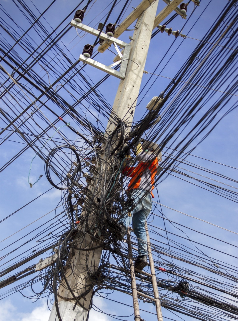 electricity pylon, power line, tangled, fuel and power generation, branch, sky, pole, energy, electrical cable mess, chaos, plant, power supply, disorder