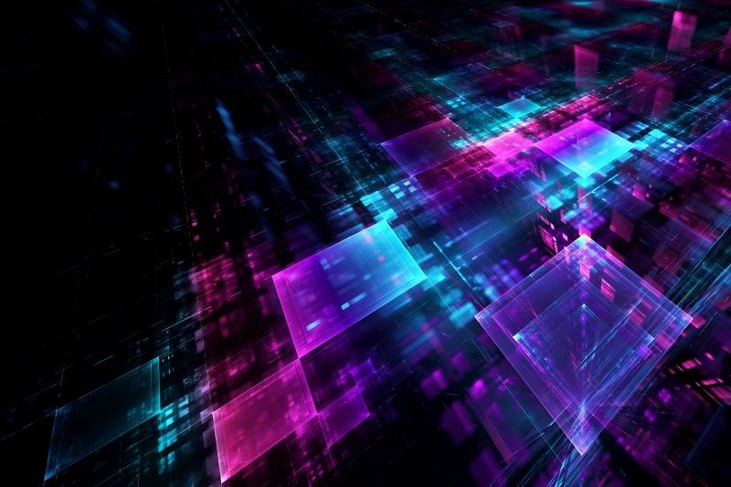 3D, Colorful, Grid, 5K, Cubes, Neon lights, 5K