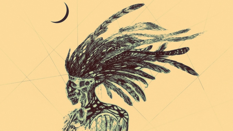 selective, minimalism, art, skeleton, selective coloring, coloring, artwork, moon, digital, lines, digital art, 1080P, feathers