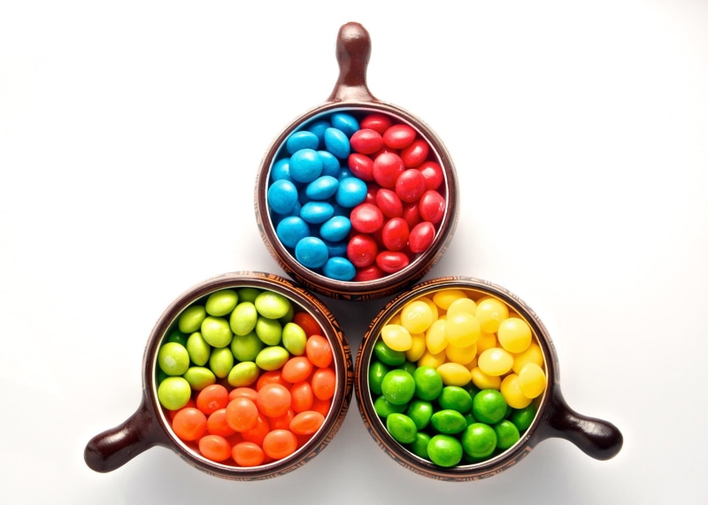 variation, food and drink, sweet food, green, food, cyan, multi colored, studio shot, orange, colorful, blue, yellow, close-up, fruit, bowl, 1080P, red