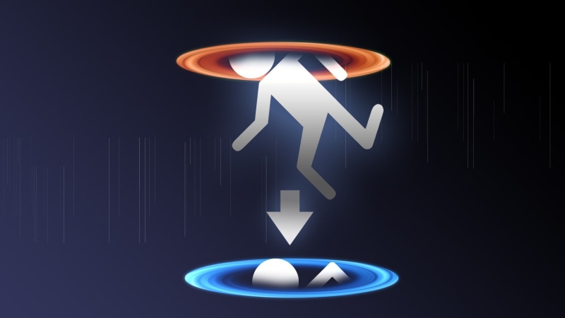 1080P, video, portal 2, falling, man, photo, games, portal, valve, corporation, video games, figure, valve corporation