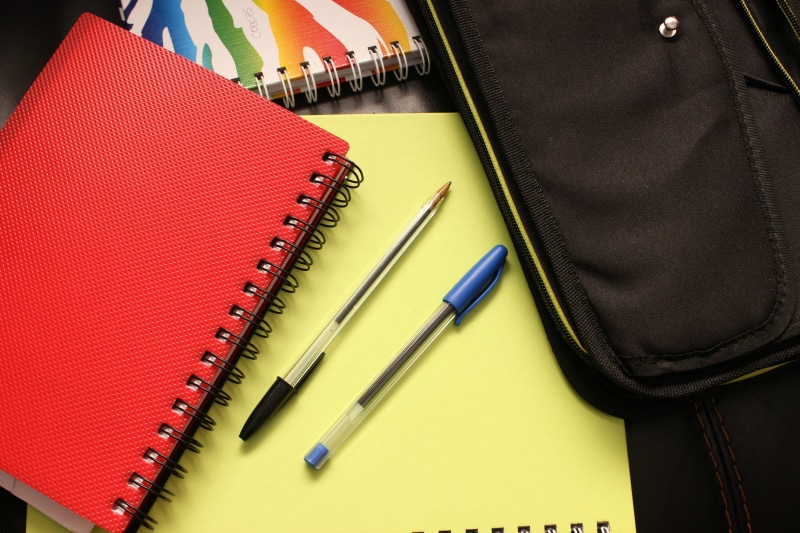 pencil, books, document, 2K, notebook, pen, high angle view, School books, various, writing instrument, table, publication, bag, spiral notebook, business