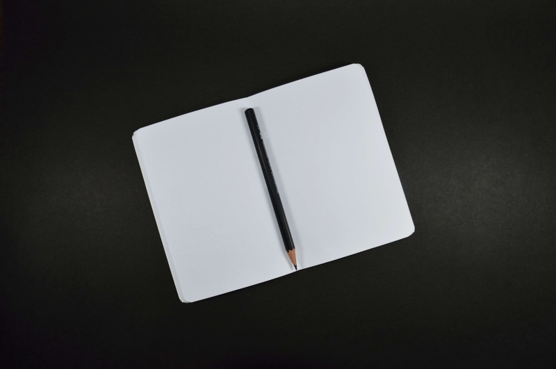 copy space, creative, minimal, pencil, mock, simplicity, paper, message, notebook, still life, blank, 4K, desktop, high angle view, shadow, note, indoors