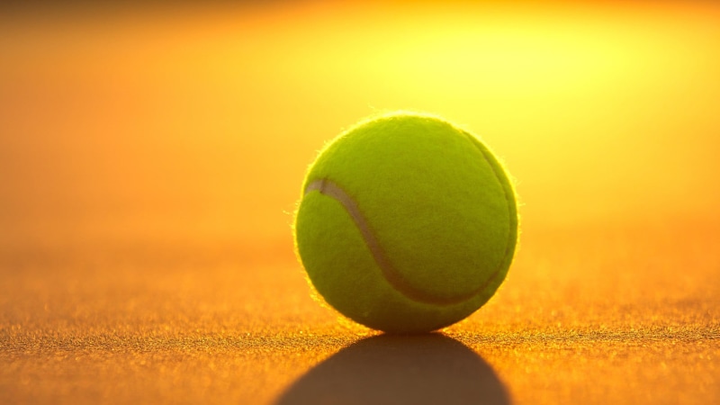 tennis, single object, copy space, close-up, studio shot, green color, shadow, sphere, leisure activity, competition, 1080P, macro, court, no people, sports equipment