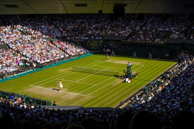 men, grass, match - sport, group of people, team sport, day, tennis, centre court, audience, leisure activity, people, playing, athlete, women, stadium