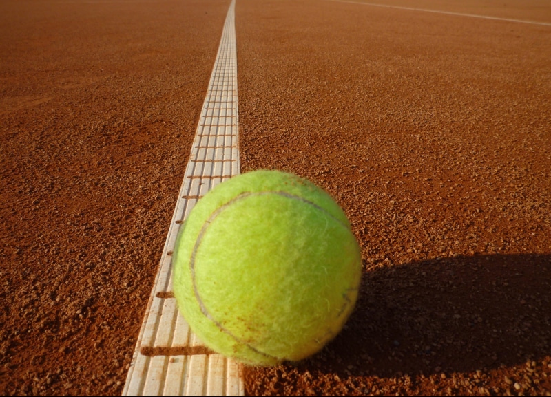 single line, Tennis, leisure activity, racket sport, dividing line, no people, competition, sport, high angle view, close-up, outside, Yellow, play tennis