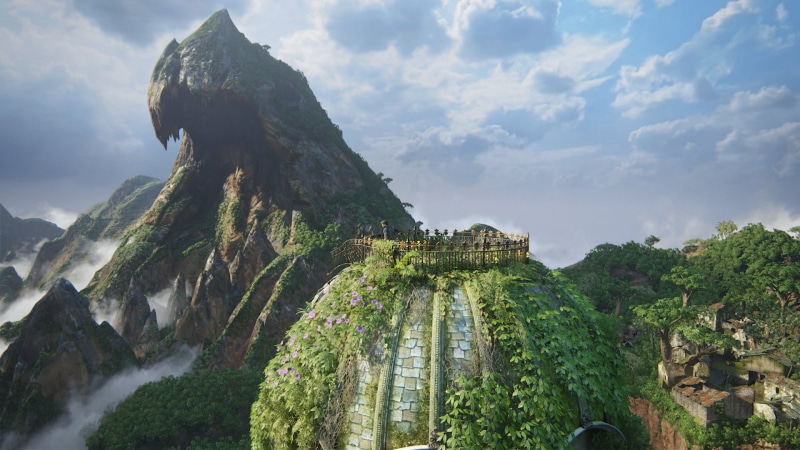 tranquil scene, day, environment, Uncharted 4: A Thiefs End, ancient civilization, 1080P, mountain peak, no people, brown, green, outdoors, cloud - sky