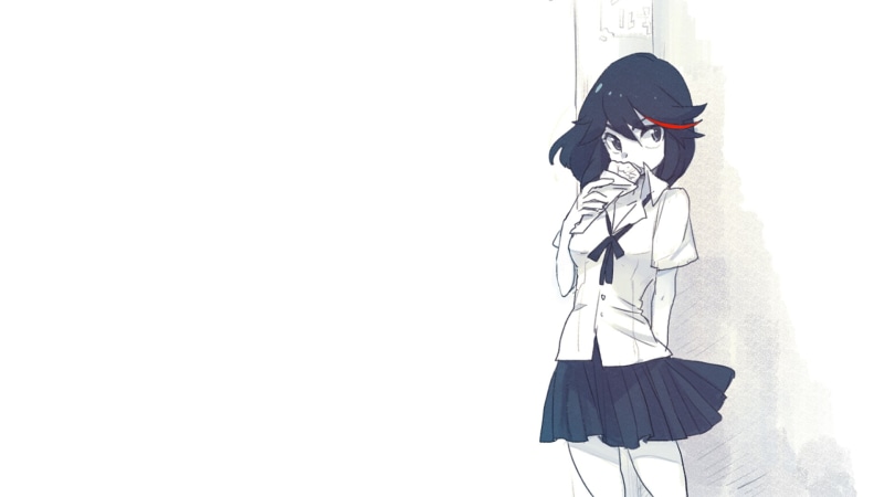 Kill la Kill, white background, indoors, representation, holding, art and craft, three quarter length, lifestyles, standing, copy space, one person, full length