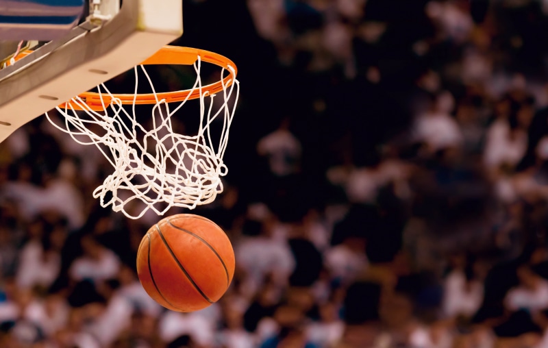 bokeh, focus on foreground, exercising, 8K, team Sports, scoring, action, activity, playing, taking A Shot - Sport, stadium, motion, crown, net - Sports Equipment