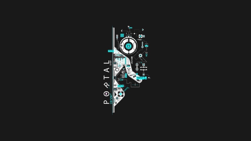 Companion Cube, Portal (game), Portal 2, artwork, Valve Corporation, circuits, video games, 1080P, GLaDOS