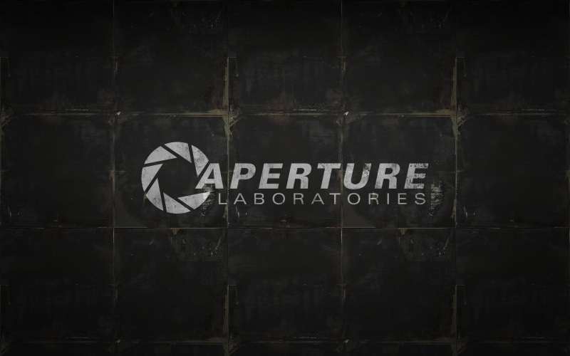 no people, dark, capital letter, laboratories, sign, information sign, Aperture Laboratories, day, western script, 2K, indoors, aperture, built structure