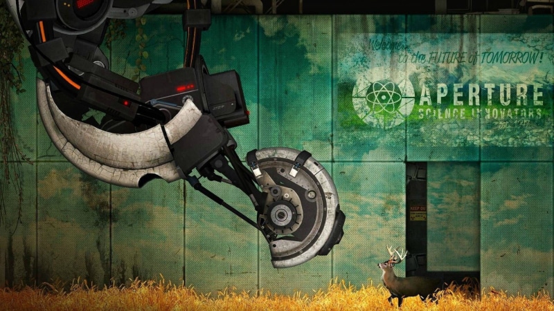 1080P, technology, nature, no people, plant, industry, Valve Corporation, machinery, day, land, artwork, transportation, abandoned, humor, Aperture Laboratories