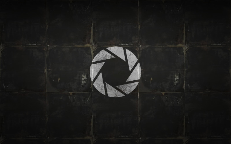 geometric shape, weathered, circle, shape, close-up, Portal (game), design, white, video games, abstract, reflection, built structure, log, indoors, architecture