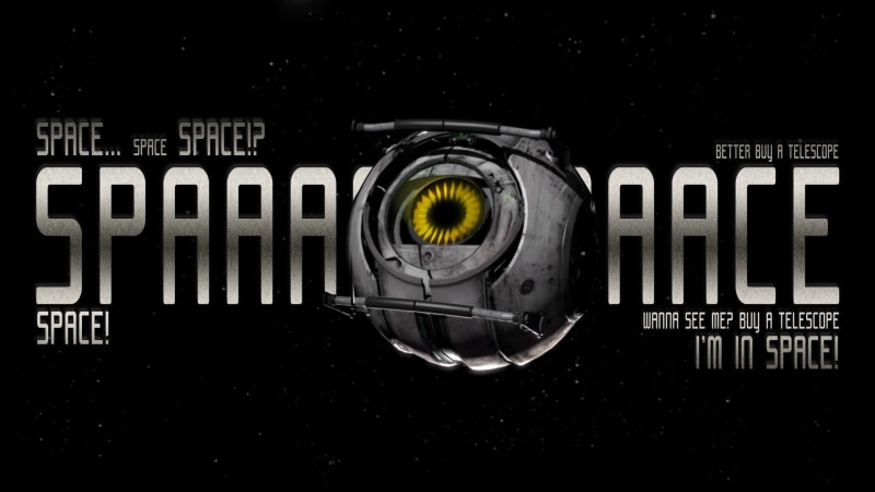 Valve Corporation, studio shot, artwork, text, drink, video games, night, Aperture Laboratories, Portal 2, copy space, Portal (game), western script, space