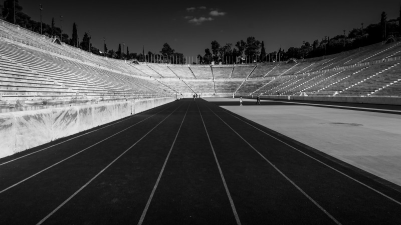 field, night, tree, rail transportation, historic, olympic stadium, railroad track, track and field, the way forward, architecture, transportation, track