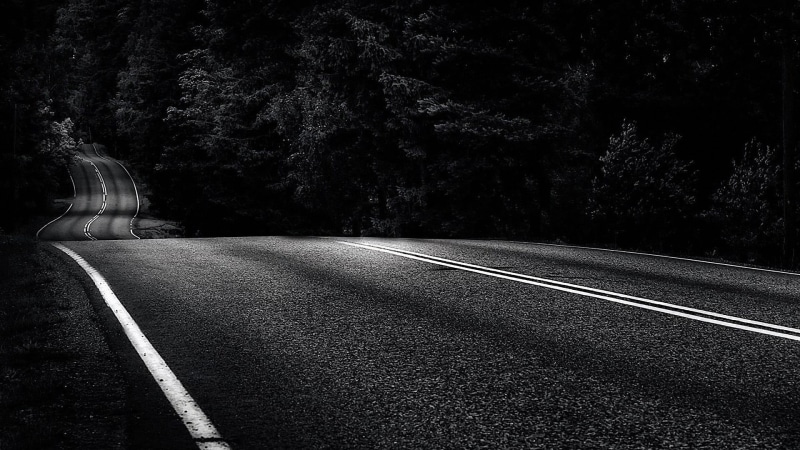 outdoors, marking, nature, curve, asphalt, plant, city, empty road, road marking, tree, street, dividing line, road, long, day, empty, no people, 1080P